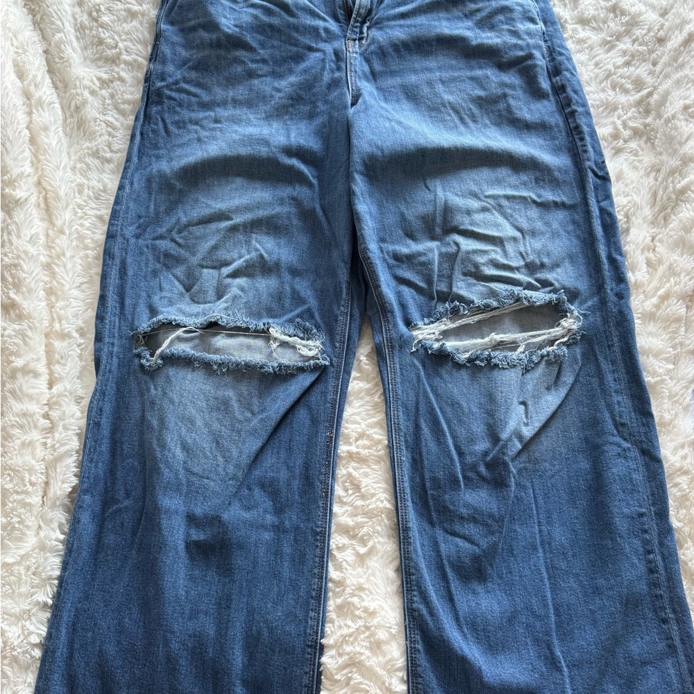 American Eagle Super High Rise Baggy Wide Leg Jeans Size 16
